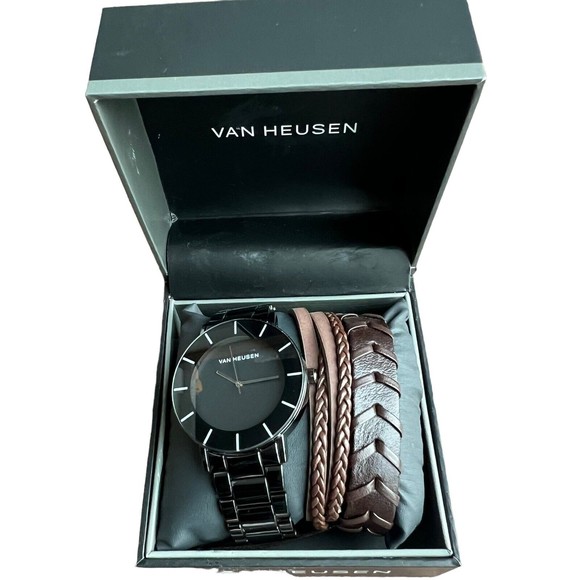Van Heusen Accessories Van Heusen Mens Watch Gift Set Blacktone